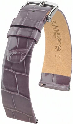 Bracelet en cuir Hirsch Prestige 02207112-2, violet, peau d'alligator, Quick Release
