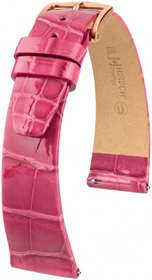 Bracelet en cuir Hirsch Prestige 02207124-7, rose, peau d'alligator, Quick Release