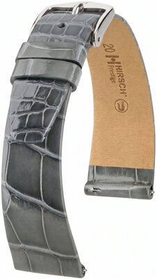 Bracelet en cuir Hirsch Prestige 02207130-2, gris, peau d'alligator, Quick Release