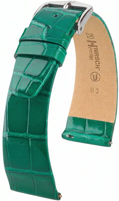 Bracelet en cuir Hirsch Prestige 02207140-2, vert, peau d'alligator, Quick Release