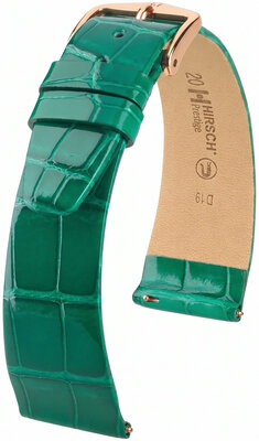 Bracelet en cuir Hirsch Prestige 02207140-7, vert, peau d'alligator, Quick Release
