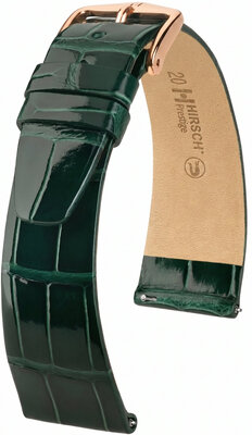Bracelet en cuir Hirsch Prestige 02207141-7, vert, peau d'alligator, Quick Release
