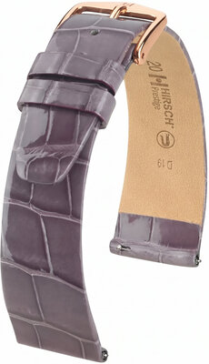 Bracelet en cuir Hirsch Prestige L 02207012-7, violet, cuir d'alligator, longueur L, Quick Release