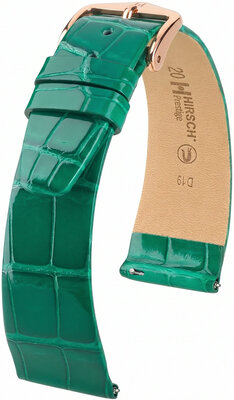 bracelet en cuir Hirsch Prestige L 02207040-7, vert, cuir d'alligator, longueur L, Quick Release