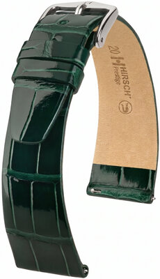 bracelet en cuir Hirsch Prestige L 02207041-2, vert, cuir d'alligator, longueur L, Quick Release