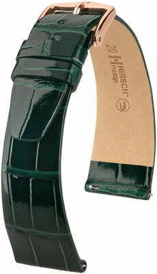 bracelet en cuir Hirsch Prestige L 02207041-7, vert, cuir d'alligator, longueur L, Quick Release
