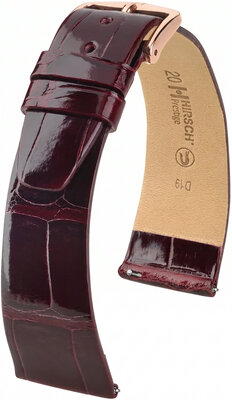 bracelet en cuir Hirsch Prestige L 02207060-7, rouge, cuir d'alligator, longueur L, Quick Release