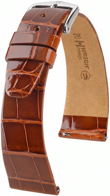 bracelet en cuir Hirsch Prestige L 02207070-2, marron, cuir d'alligator, longueur L, Quick Release