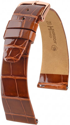 bracelet en cuir Hirsch Prestige L 02207070-7, marron, cuir d'alligator, longueur L, Quick Release
