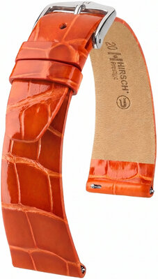 bracelet en cuir Hirsch Prestige L 02207077-2, orange, cuir d'alligator, longueur L, Quick Release
