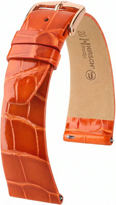 bracelet en cuir Hirsch Prestige L 02207077-7, orange, cuir d'alligator, longueur L, Quick Release