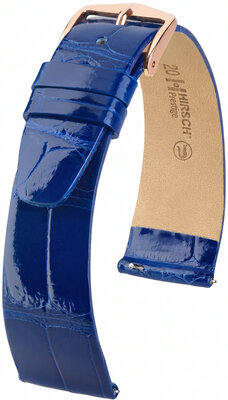 bracelet en cuir Hirsch Prestige L 02207082-7, bleu, cuir d'alligator, longueur L, Quick Release
