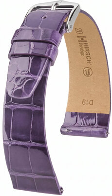 bracelet en cuir Hirsch Prestige L 02207084-2, violet, cuir d'alligator, longueur L, Quick Release