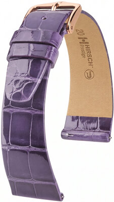 bracelet en cuir Hirsch Prestige L 02207084-7, violet, cuir d'alligator, longueur L, Quick Release