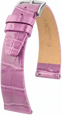 bracelet en cuir Hirsch Prestige L 02207087-2, violet, cuir d'alligator, longueur L, Quick Release
