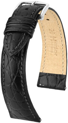 bracelet en cuir Hirsch Aristocrat L 03829050-2, noir, cuir de veau, longueur L, Quick Release