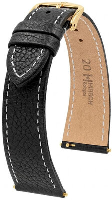 Bracelet en cuir Hirsch Bologna 01802150-1, noir, veau, Quick Release