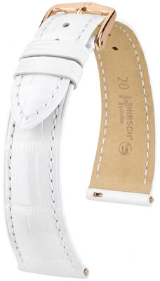 bracelet en cuir Hirsch London L 04207000-7, blanc, cuir d'alligator, longueur L, Quick Release