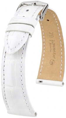 bracelet en cuir Hirsch London L 04207009-2, blanc, cuir d'alligator, longueur L, Quick Release