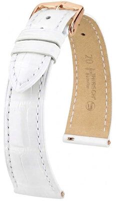 bracelet en cuir Hirsch London L 04207009-7, blanc, cuir d'alligator, longueur L, Quick Release