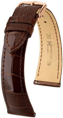 bracelet en cuir Hirsch London L 04207010-7, marron, cuir d'alligator, longueur L, Quick Release