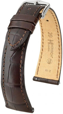 bracelet en cuir Hirsch London L 04207017-2, marron, cuir d'alligator, longueur L, Quick Release