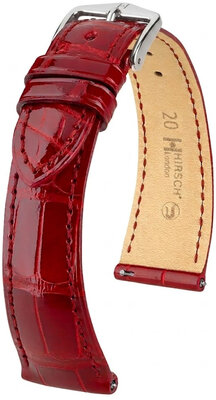 bracelet en cuir Hirsch London L 04207020-2, rouge, cuir d'alligator, longueur L, Quick Release