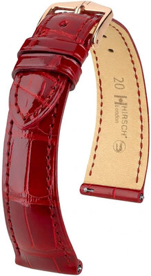 bracelet en cuir Hirsch London L 04207020-7, rouge, cuir d'alligator, longueur L, Quick Release