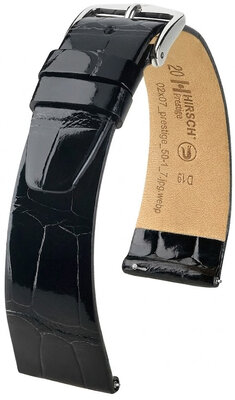 Bracelet en cuir Hirsch Prestige 02207150-2, noir, peau d'alligator, Quick Release