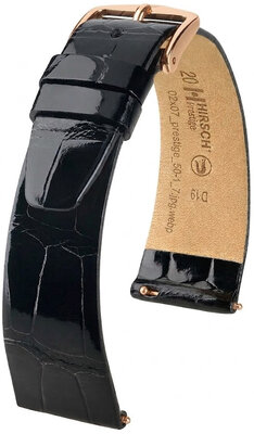 Bracelet en cuir Hirsch Prestige 02207150-7, noir, peau d'alligator, Quick Release