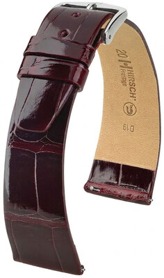 Bracelet en cuir Hirsch Prestige 02207160-2, rouge, peau d'alligator, Quick Release