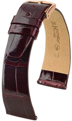 Bracelet en cuir Hirsch Prestige 02207160-7, rouge, peau d'alligator, Quick Release