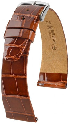 Bracelet en cuir Hirsch Prestige 02207170-2, brun, peau d'alligator, Quick Release