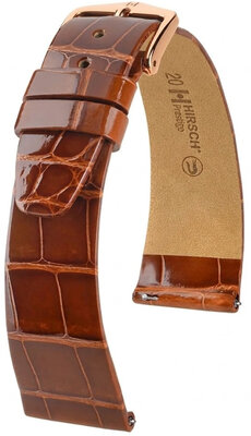 Bracelet en cuir Hirsch Prestige 02207170-7, brun, peau d'alligator, Quick Release