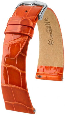 Bracelet en cuir Hirsch Prestige 02207177-2, orange, peau d'alligator, Quick Release