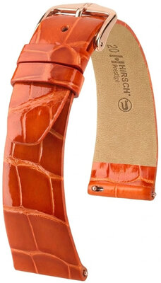 Bracelet en cuir Hirsch Prestige 02207177-7, orange, peau d'alligator, Quick Release