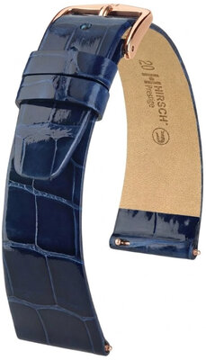 Bracelet en cuir Hirsch Prestige 02207180-7, bleu, peau d'alligator, Quick Release