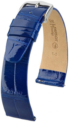 Bracelet en cuir Hirsch Prestige 02207182-2, bleu, peau d'alligator, Quick Release