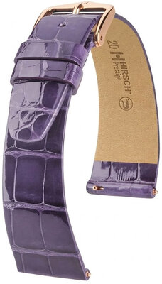 Bracelet en cuir Hirsch Prestige 02207184-7, violet, peau d'alligator, Quick Release