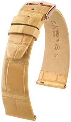 Bracelet en cuir Hirsch Prestige 02207190-7, beige, peau d'alligator, Quick Release