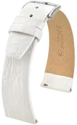 Bracelet en cuir Hirsch Prestige 02208100-2, blanc, peau de crocodile, Quick Release