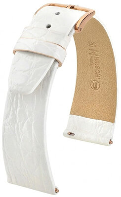 Bracelet en cuir Hirsch Prestige 02208100-7, blanc, peau de crocodile, Quick Release