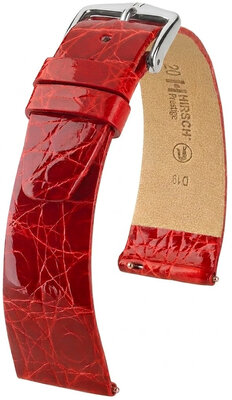 Bracelet en cuir Hirsch Prestige 02208120-2, rouge, peau de crocodile, Quick Release