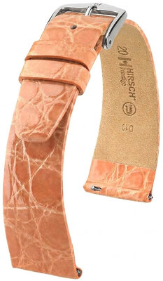 Bracelet en cuir Hirsch Prestige 02208122-2, orange, peau de crocodile, Quick Release