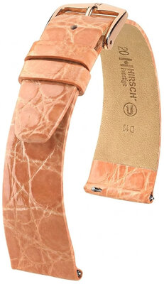 Bracelet en cuir Hirsch Prestige 02208122-7, orange, peau de crocodile, Quick Release