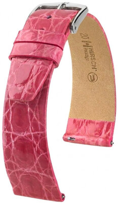 Bracelet en cuir Hirsch Prestige 02208125-2, rose, peau de crocodile, Quick Release