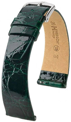 Bracelet en cuir Hirsch Prestige 02208140-2, vert, peau de crocodile, Quick Release
