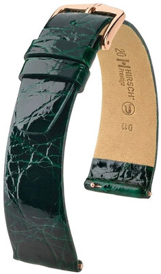 Bracelet en cuir Hirsch Prestige 02208140-7, vert, peau de crocodile, Quick Release