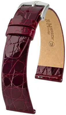 Bracelet en cuir Hirsch Prestige 02208160-2, rouge, peau de crocodile, Quick Release