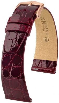 Bracelet en cuir Hirsch Prestige 02208160-7, rouge, peau de crocodile, Quick Release